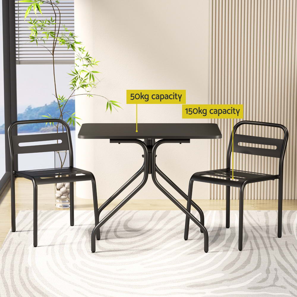 3 Piece Outdoor Bistro Set - Black