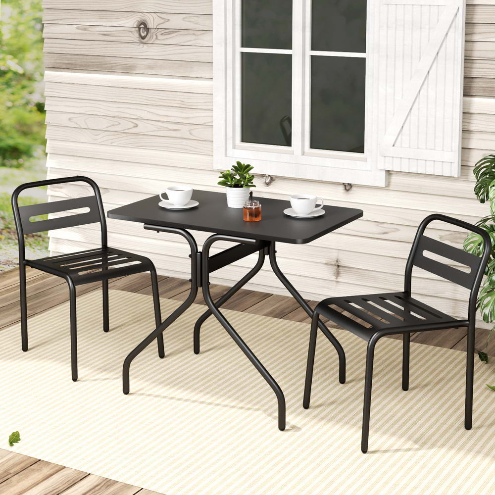 3 Piece Outdoor Bistro Set - Black