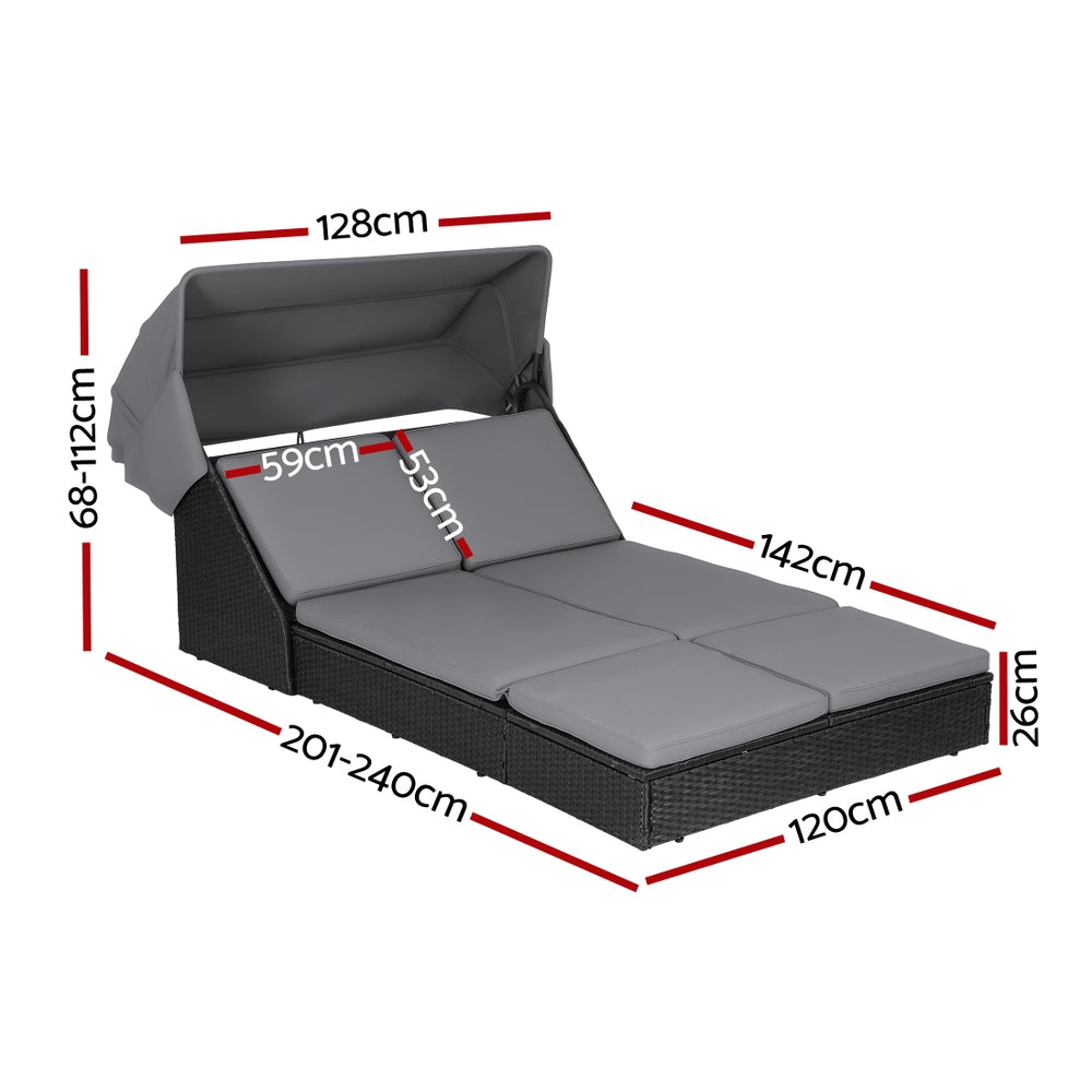 Outdoor Day Bed Sun Lounge Setting Wicker Lounger Patio Furniture