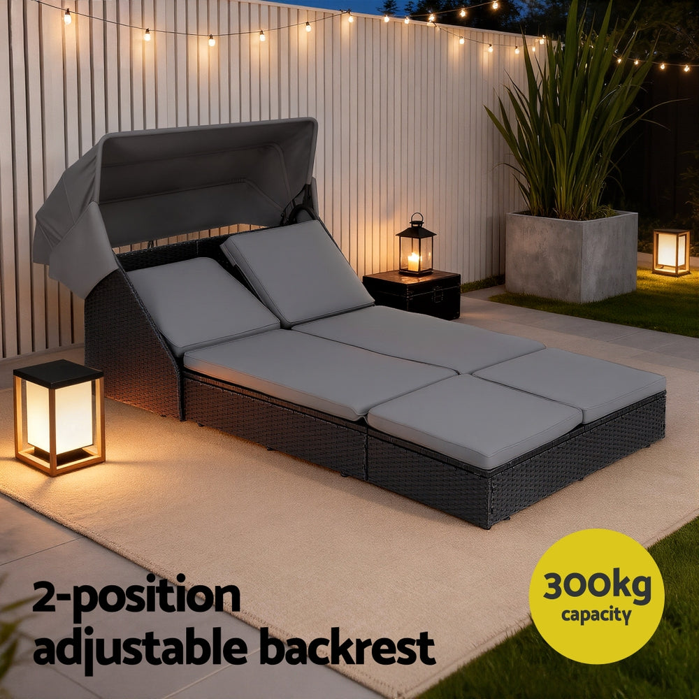 Outdoor Day Bed Sun Lounge Setting Wicker Lounger Patio Furniture