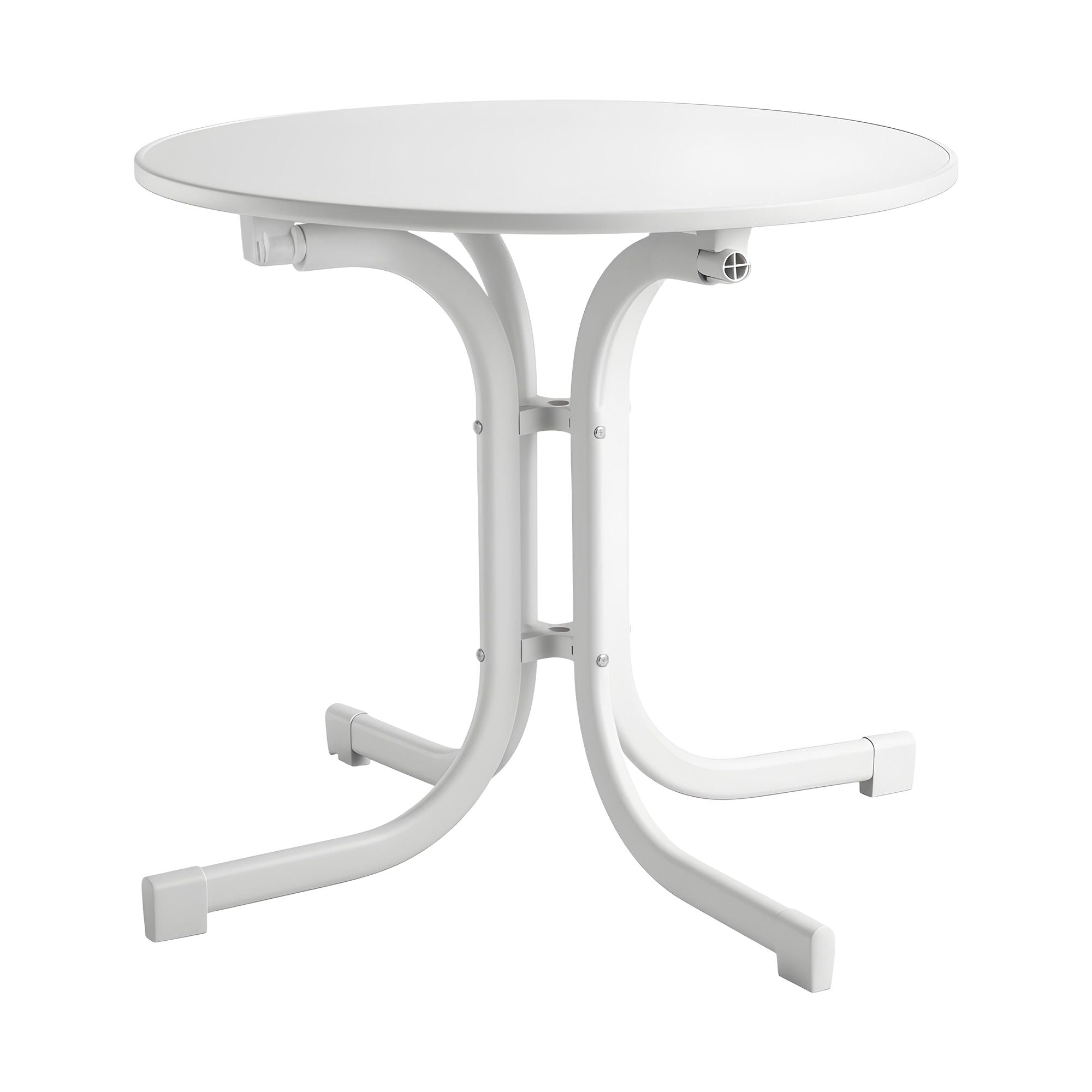 Outdoor Side Table 80cm Folding Steel Round Bistro Desk Cafe Patio Furniture White