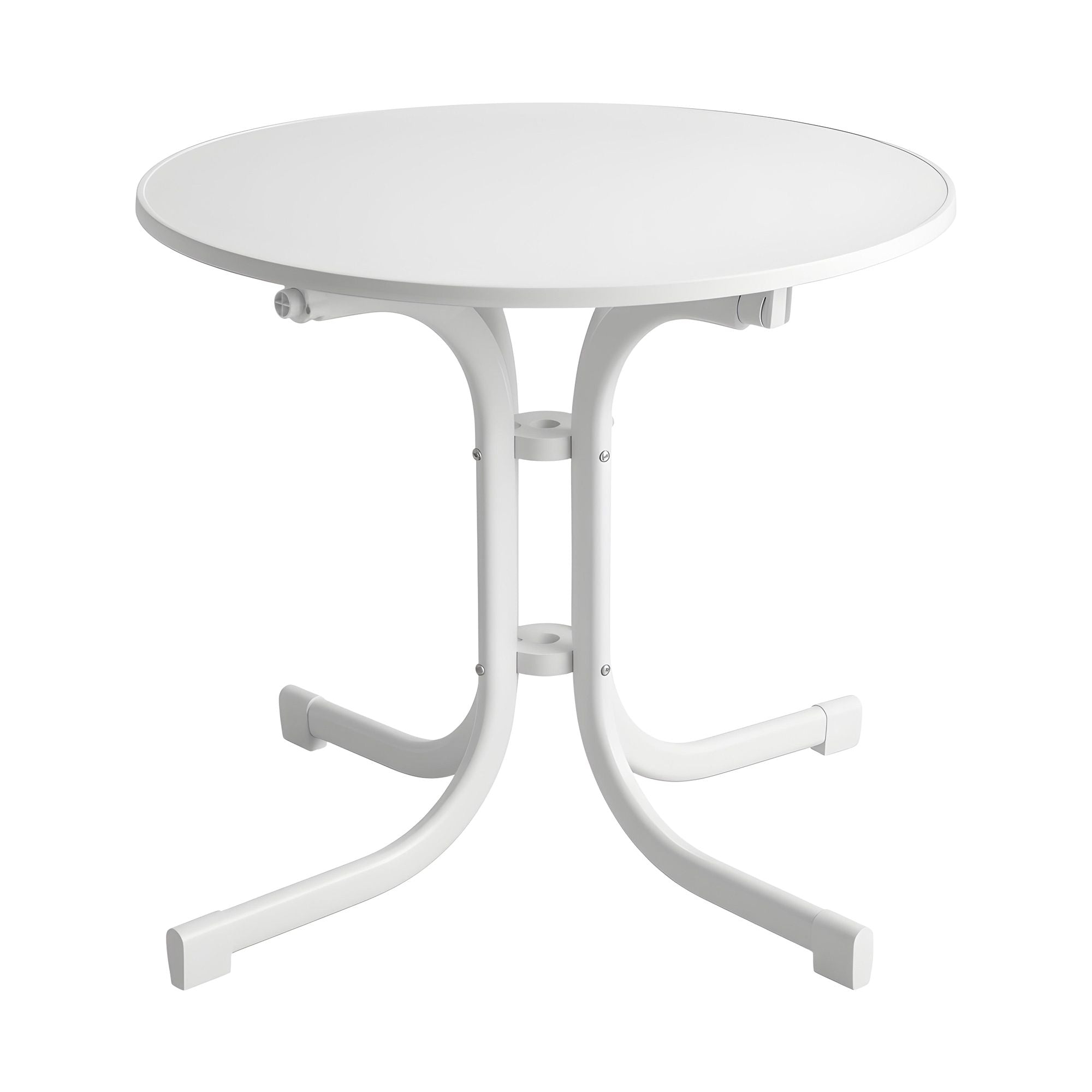 Outdoor Side Table 80cm Folding Steel Round Bistro Desk Cafe Patio Furniture White