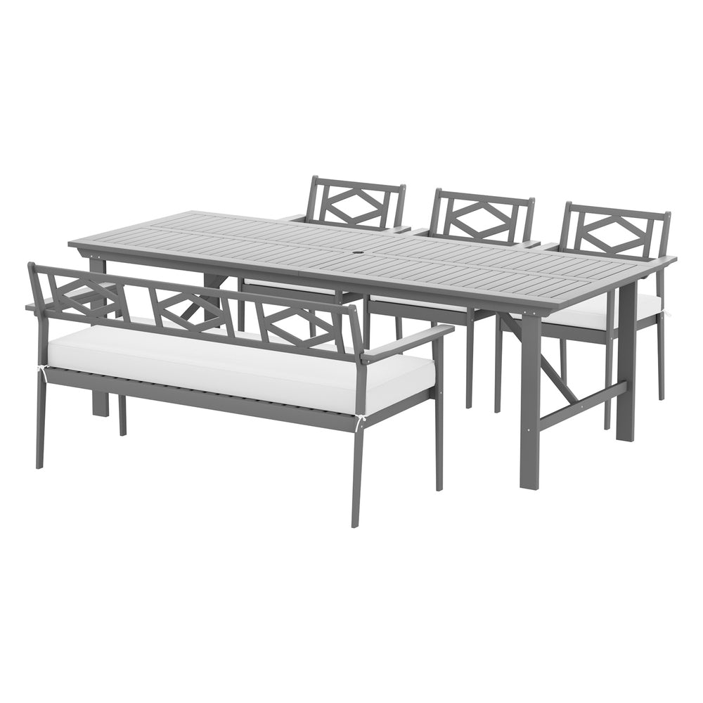 6 Seat Acacia Wood Outdoor Dining Set Grey