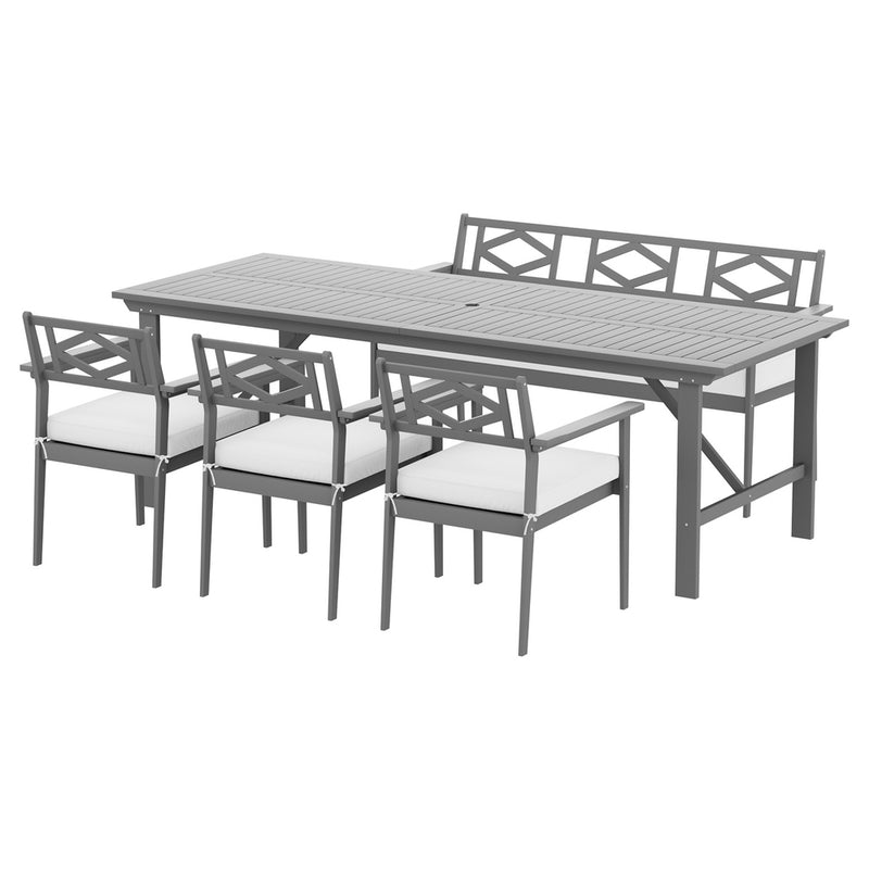 6 Seat Acacia Wood Outdoor Dining Set Grey