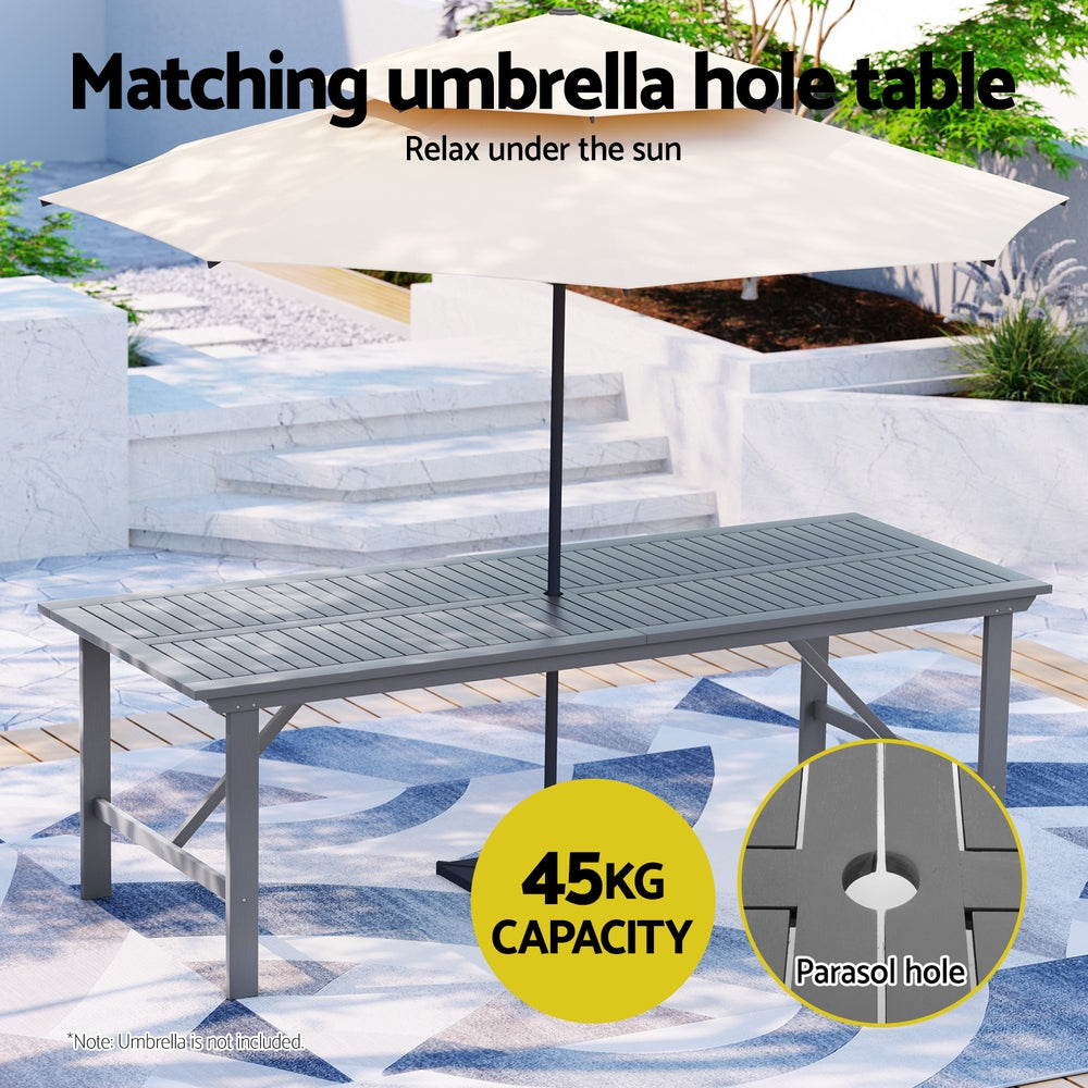 6 Seat Acacia Wood Outdoor Dining Set Grey