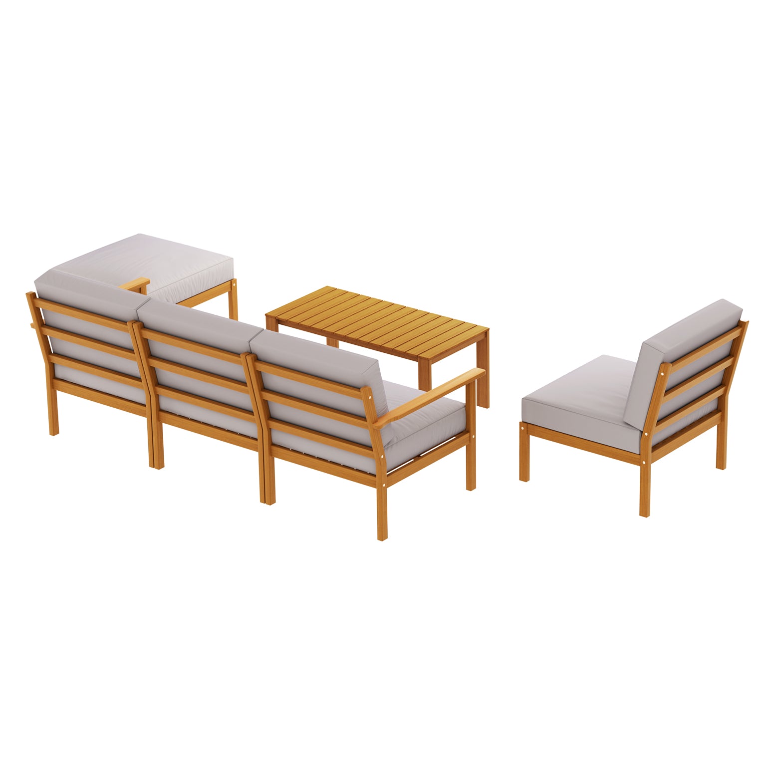 5-Seater Outdoor Sofa Set Wooden Lounge Setting 6PCS