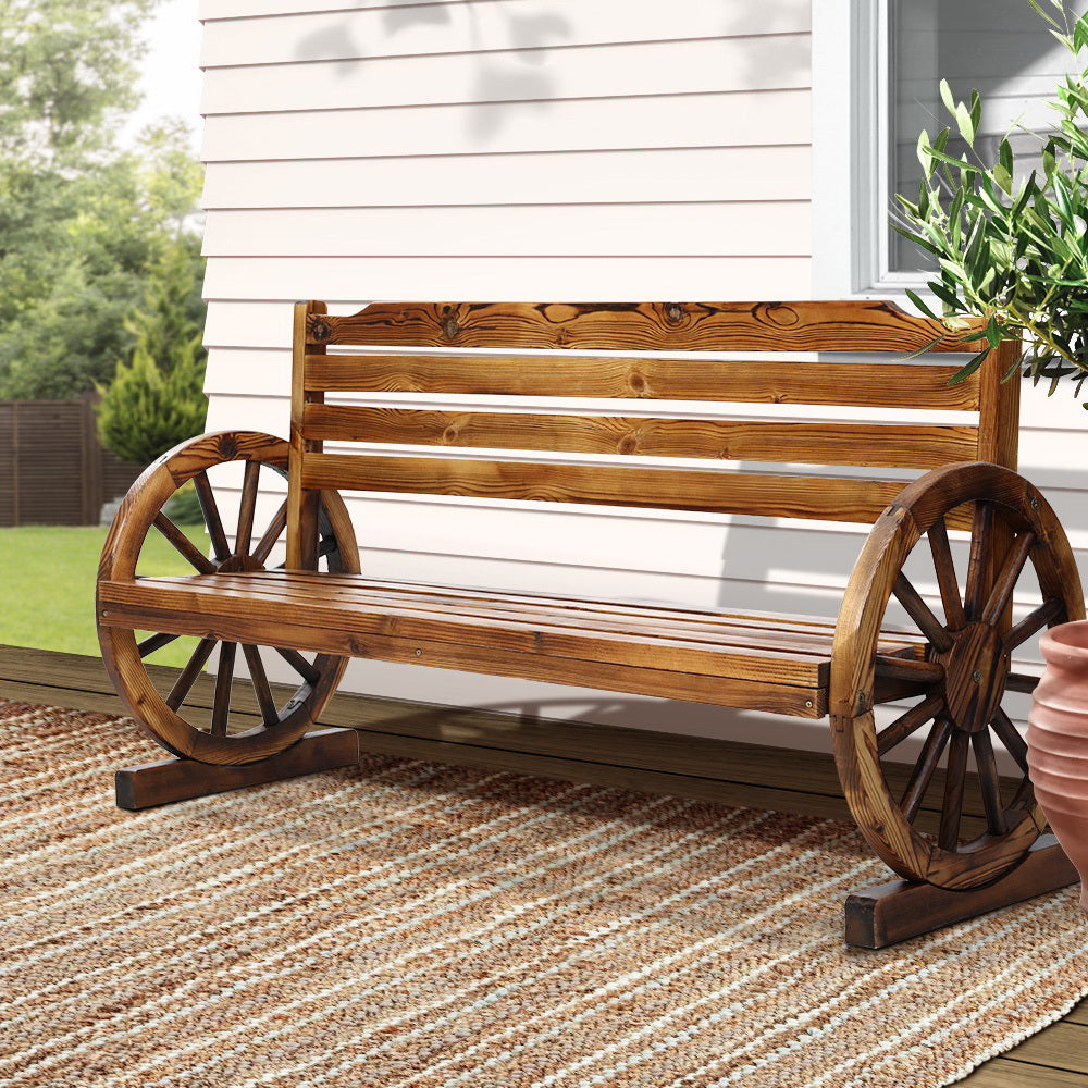 Outdoor Garden Bench Wooden 3 Seat Wagon Chair Lounge Patio Furniture