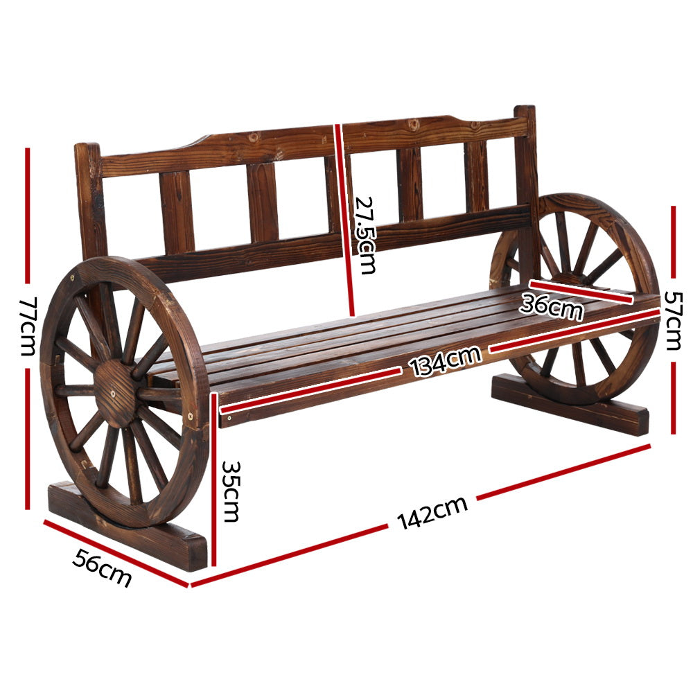 Outdoor Garden Bench Wooden 3 Seater Wagon Chair Lounge Patio Furniture