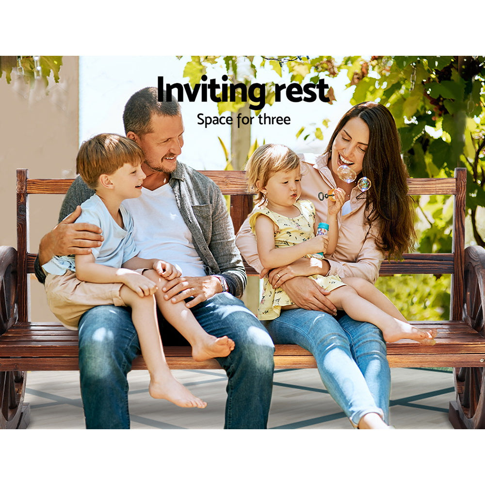 Outdoor Garden Bench Wooden 3 Seater Wagon Chair Lounge Patio Furniture