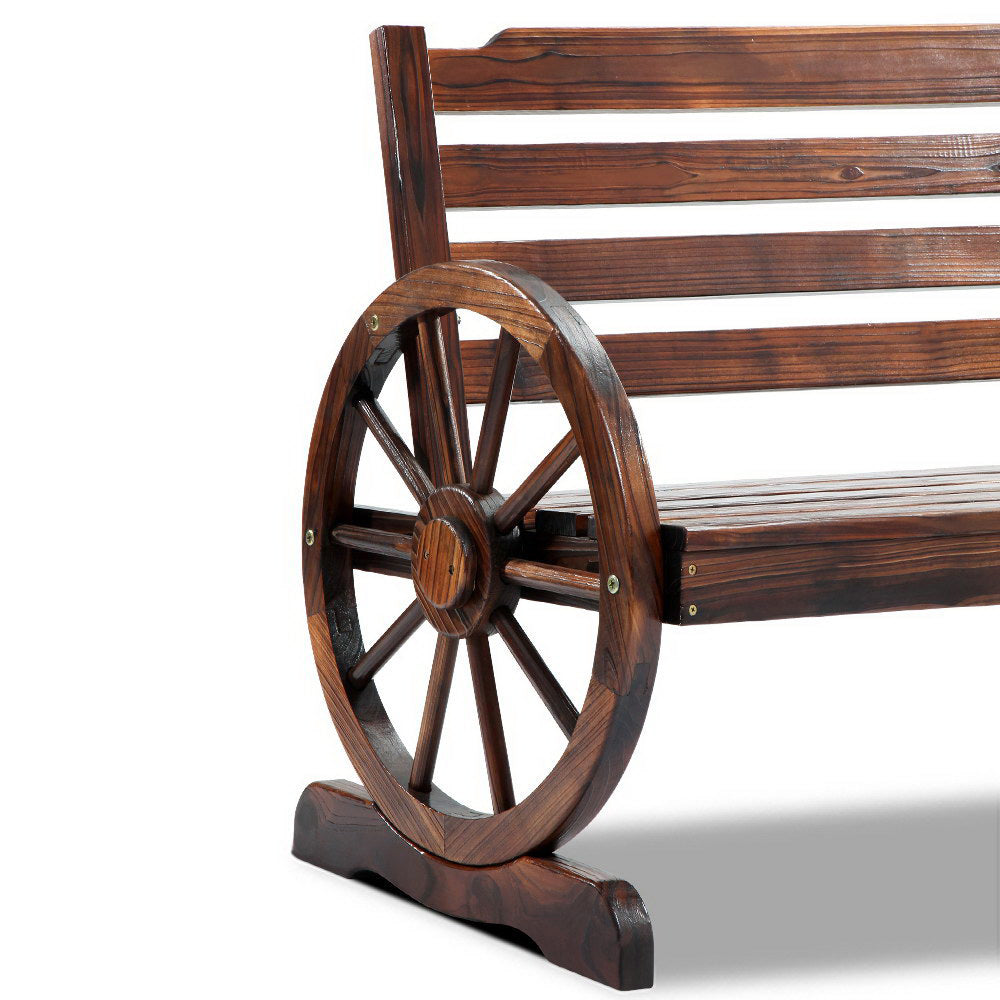 Outdoor Garden Bench Wooden 2 Seat Wagon Chair Patio Furniture Brown