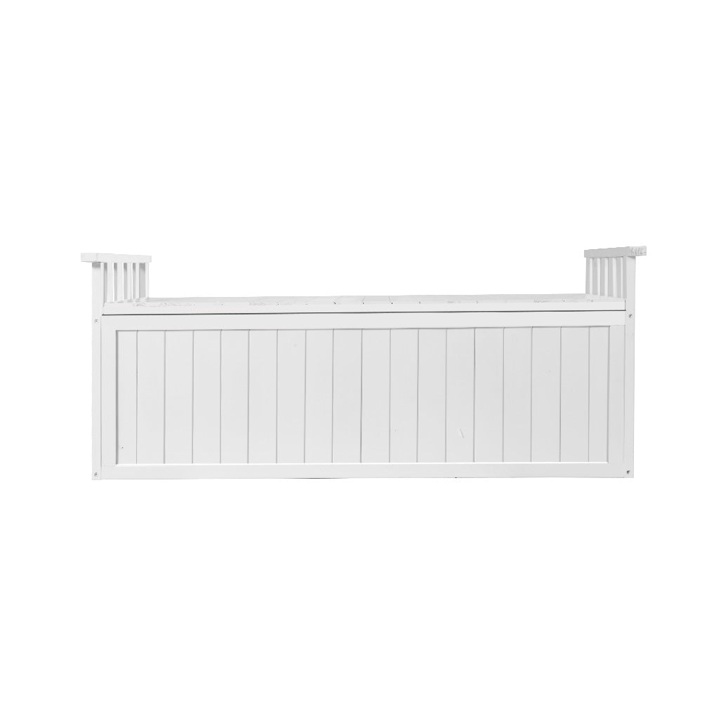 Outdoor Storage Bench Box 129cm Wooden Garden Toy Chest Patio Furniture XL - White