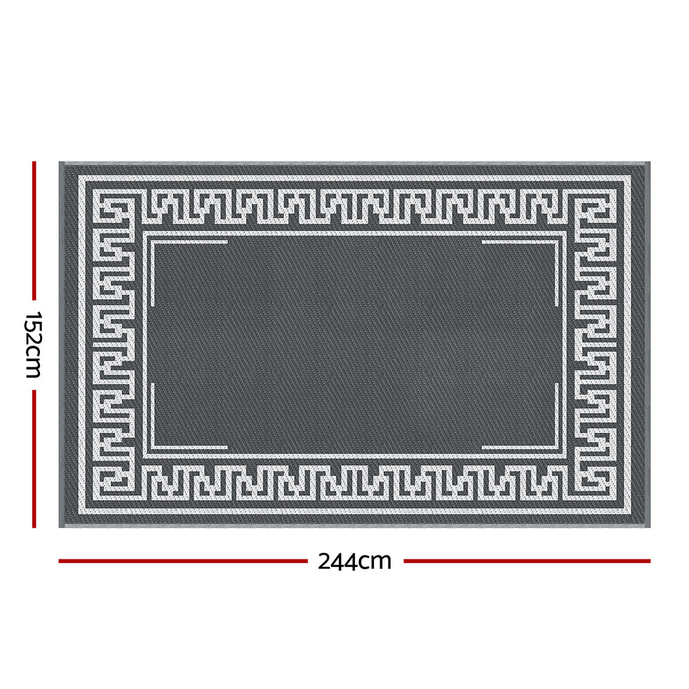 Outdoor Rugs 152x244cm Large Carpet Reversible Area Mat PP Dual-Sided Patio Rug Greek Key