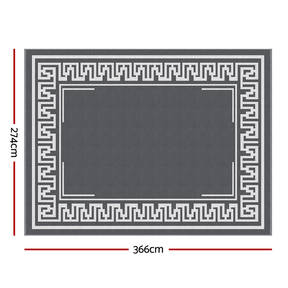 Outdoor Rugs 274x366cm Large Carpet Reversible Area Mat PP Dual-Sided Patio Rug Greek Key