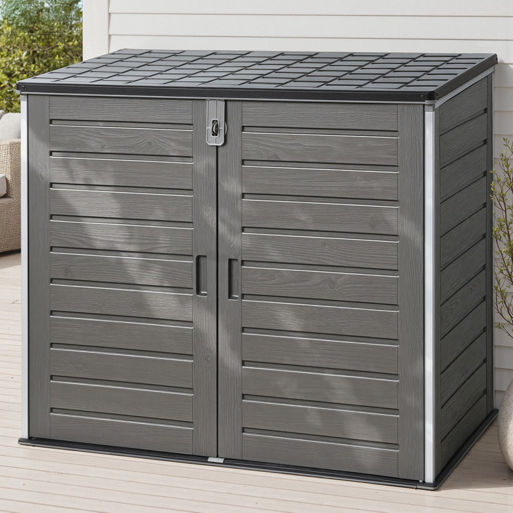 Outdoor Storage Box 1170L Lockable Grey Tool Organiser Shed
