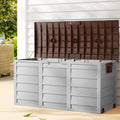 Outdoor Storage Box 290L Lockable Organiser Garden Deck Shed Tool Brown