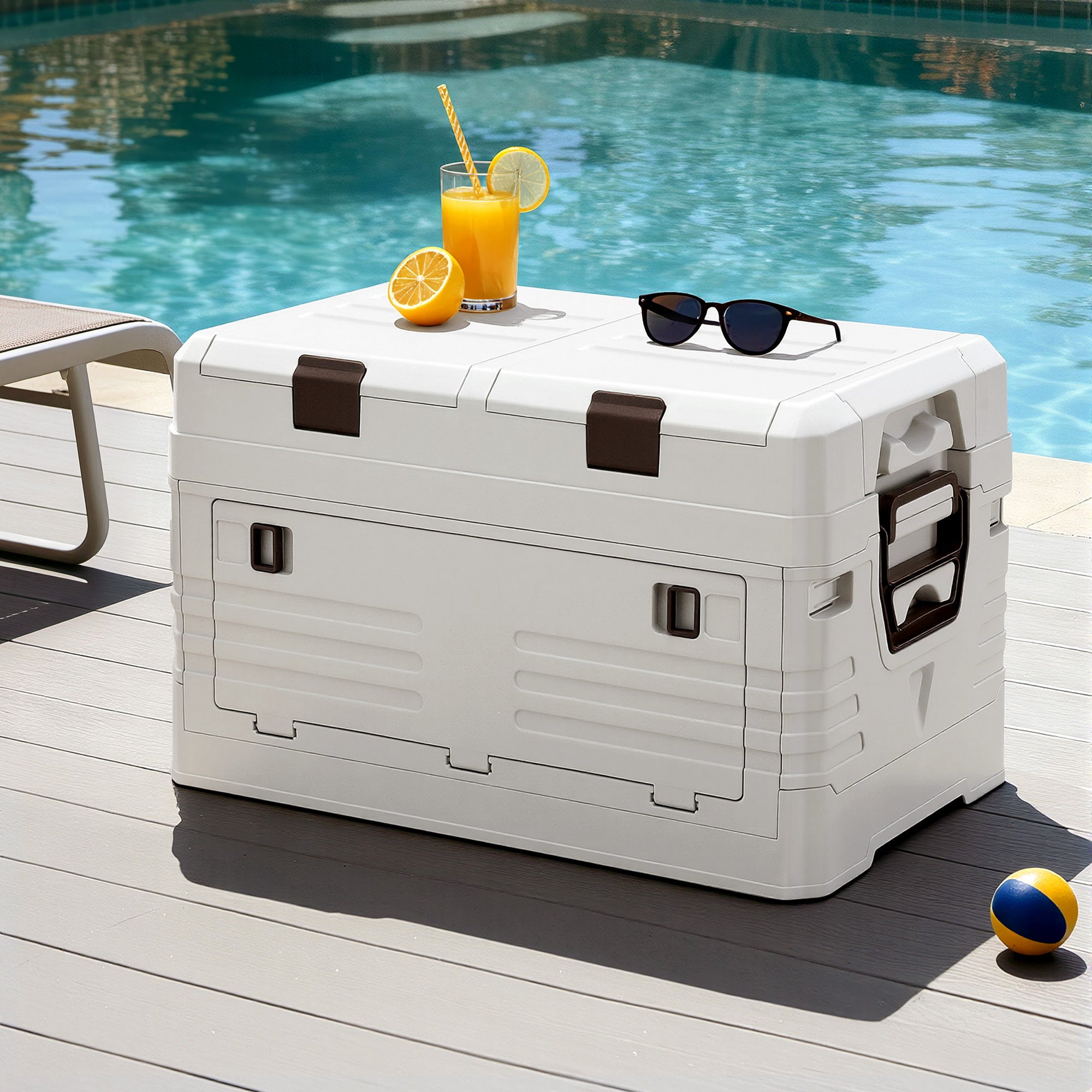 40L Outdoor Foldable Storage Box Collapsible Organizer Bin - Beige