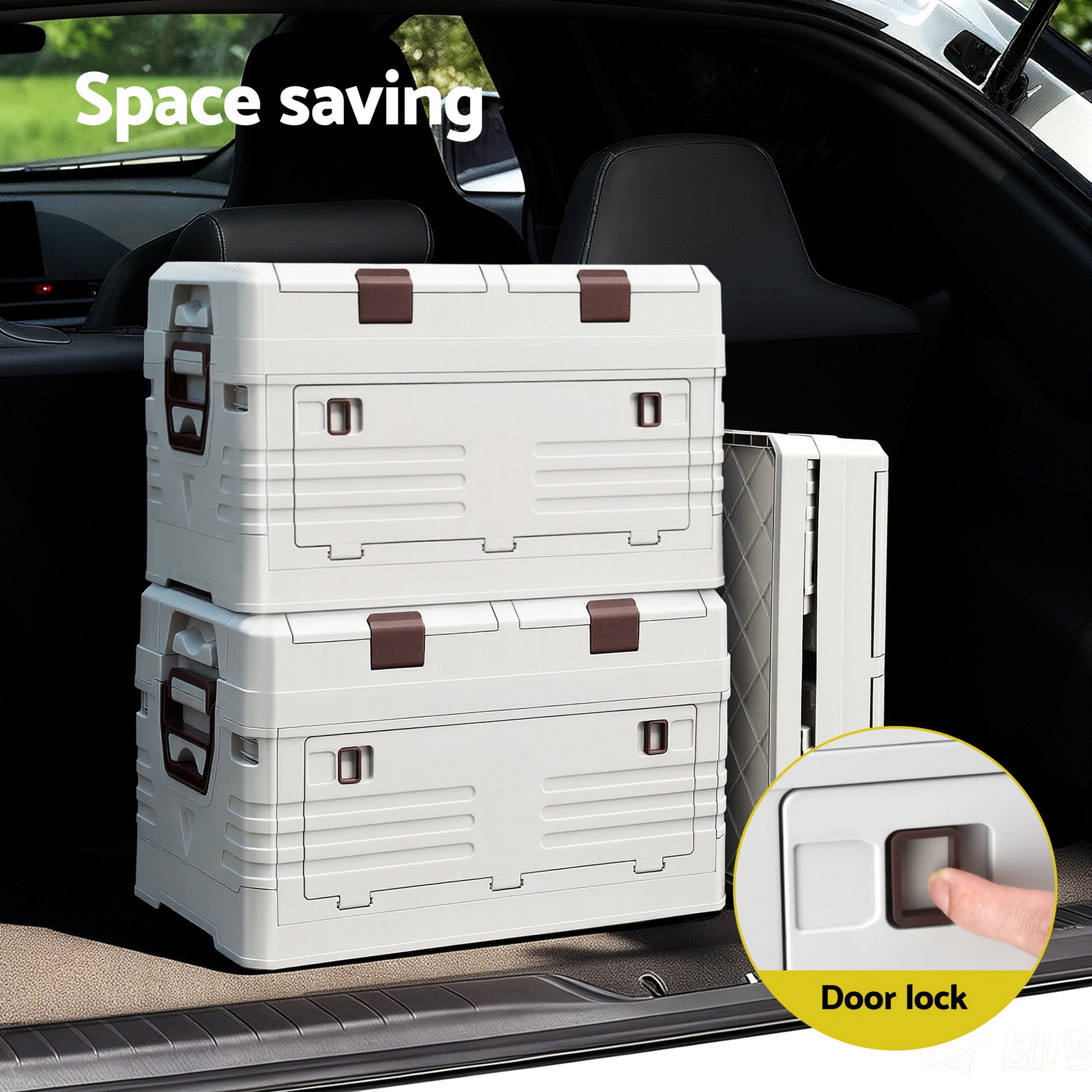 40L Outdoor Foldable Storage Box Collapsible Organizer Bin - Beige