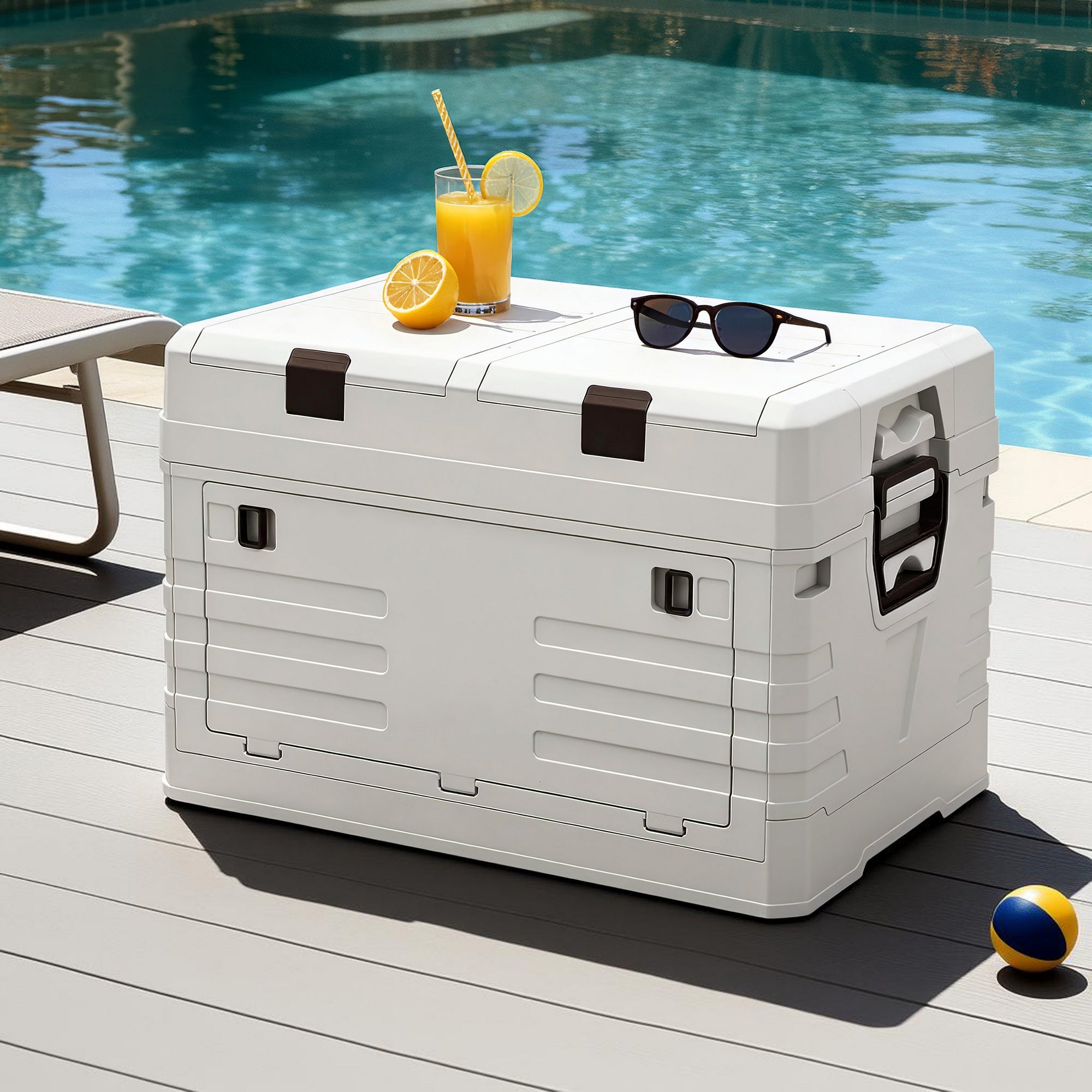 60L Outdoor Foldable Storage Box Collapsible Organizer - Beige