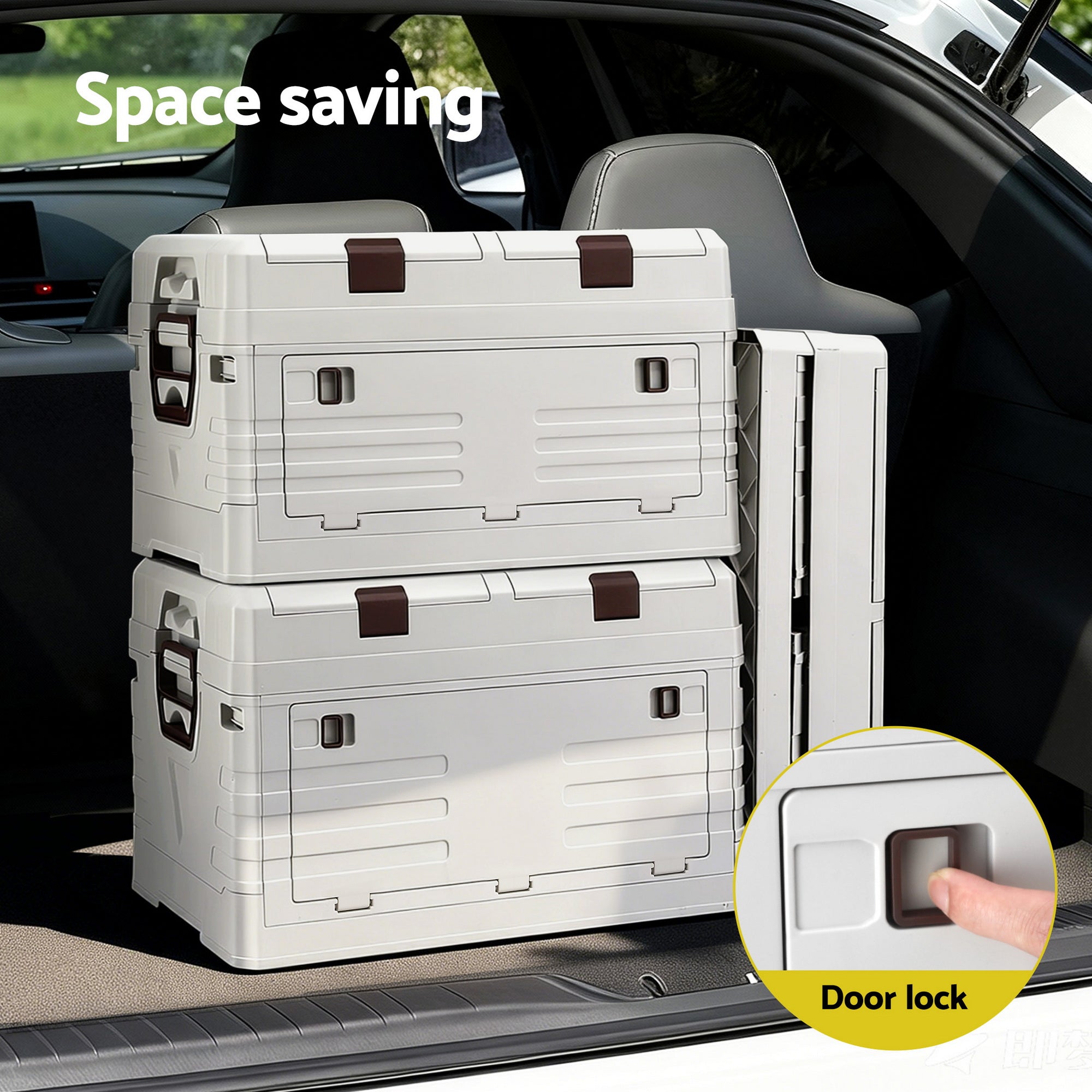 60L Outdoor Foldable Storage Box Collapsible Organizer - Beige
