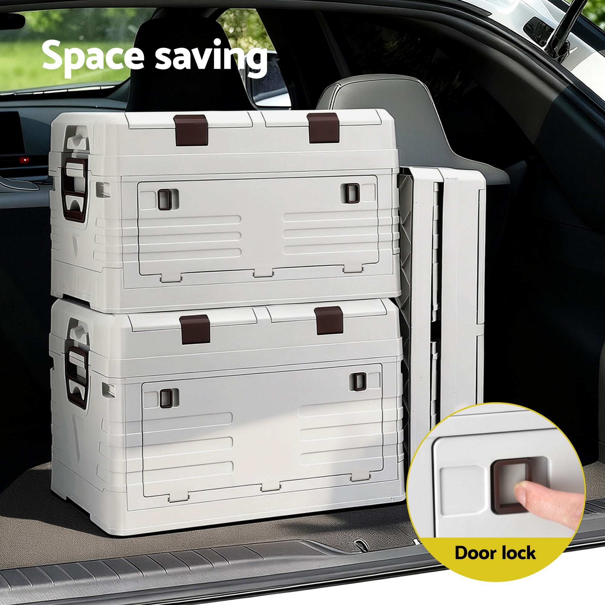 80L Outdoor Foldable Collapsible Storage Box Organizer - Beige