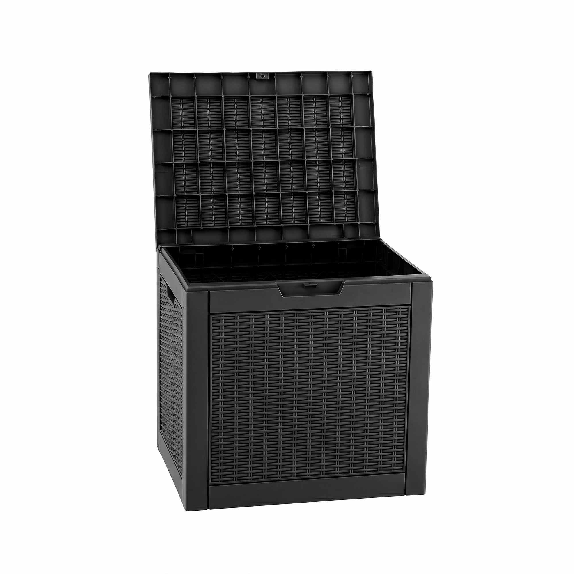 Outdoor Storage Box 118L Container Lockable Garden Toy Tool Rattan-Texture Black