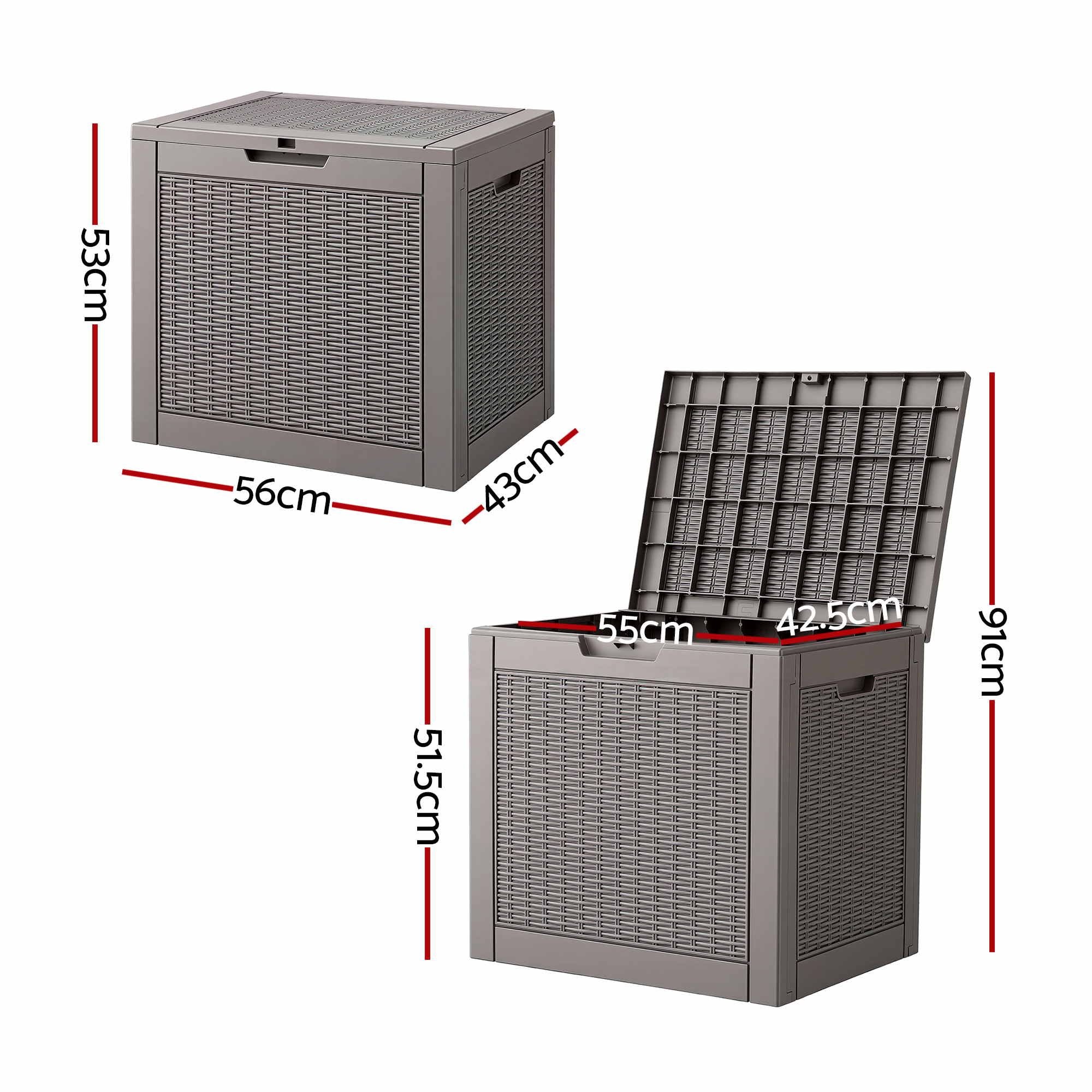 Outdoor Storage Box 118L Container Lockable Garden Toy Tool Rattan-Texture Brown