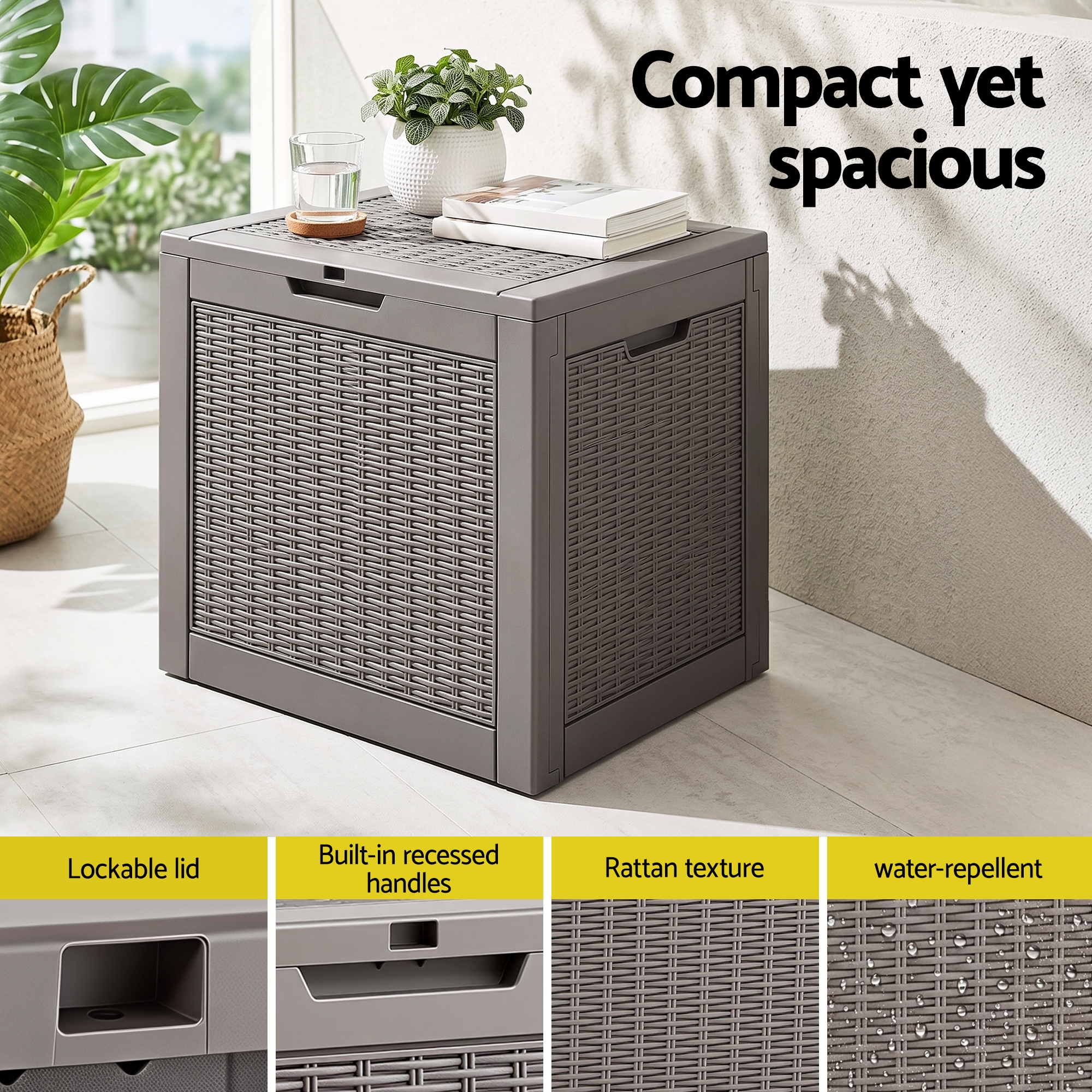 Outdoor Storage Box 118L Container Lockable Garden Toy Tool Rattan-Texture Brown