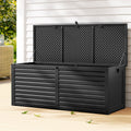 Outdoor Storage Box 390L Container Lockable Garden Bench Shed Tools Toy All Black