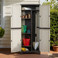 Outdoor Lockable Storage Cabinet 173cm with Adjustable Shelves - Beige
