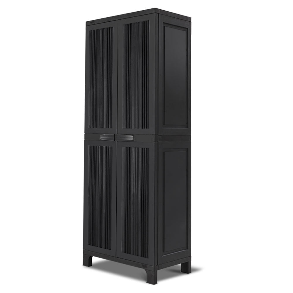 Outdoor Lockable Storage Cabinet Box 173cm with Adjustable Shelves and Pegboard - Black