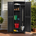 Outdoor Lockable Storage Cabinet Box 173cm with Adjustable Shelves and Pegboard - Black