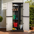 Outdoor Lockable Storage Cabinet 173cm with Adjustable Shelves - Beige Rattan