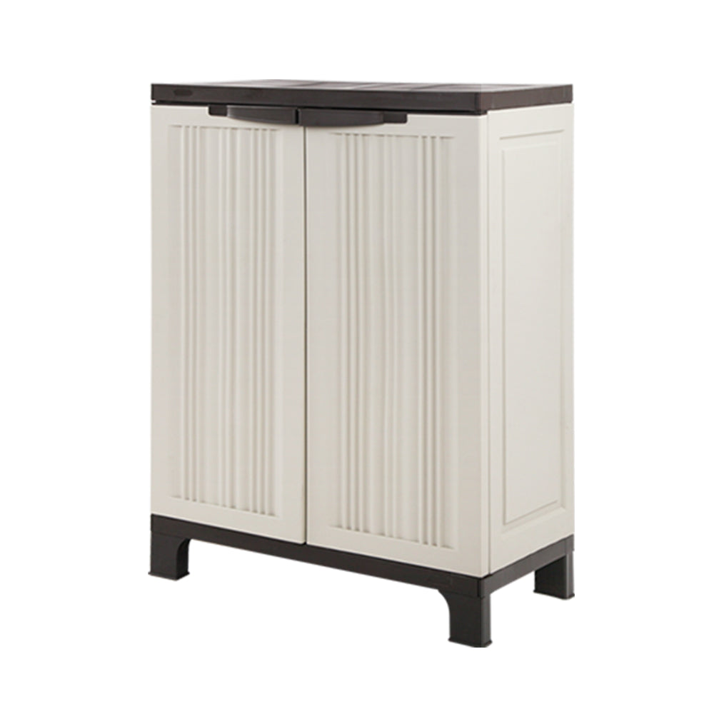 Outdoor Lockable Storage Cabinet 92cm Adjustable Shelf Beige