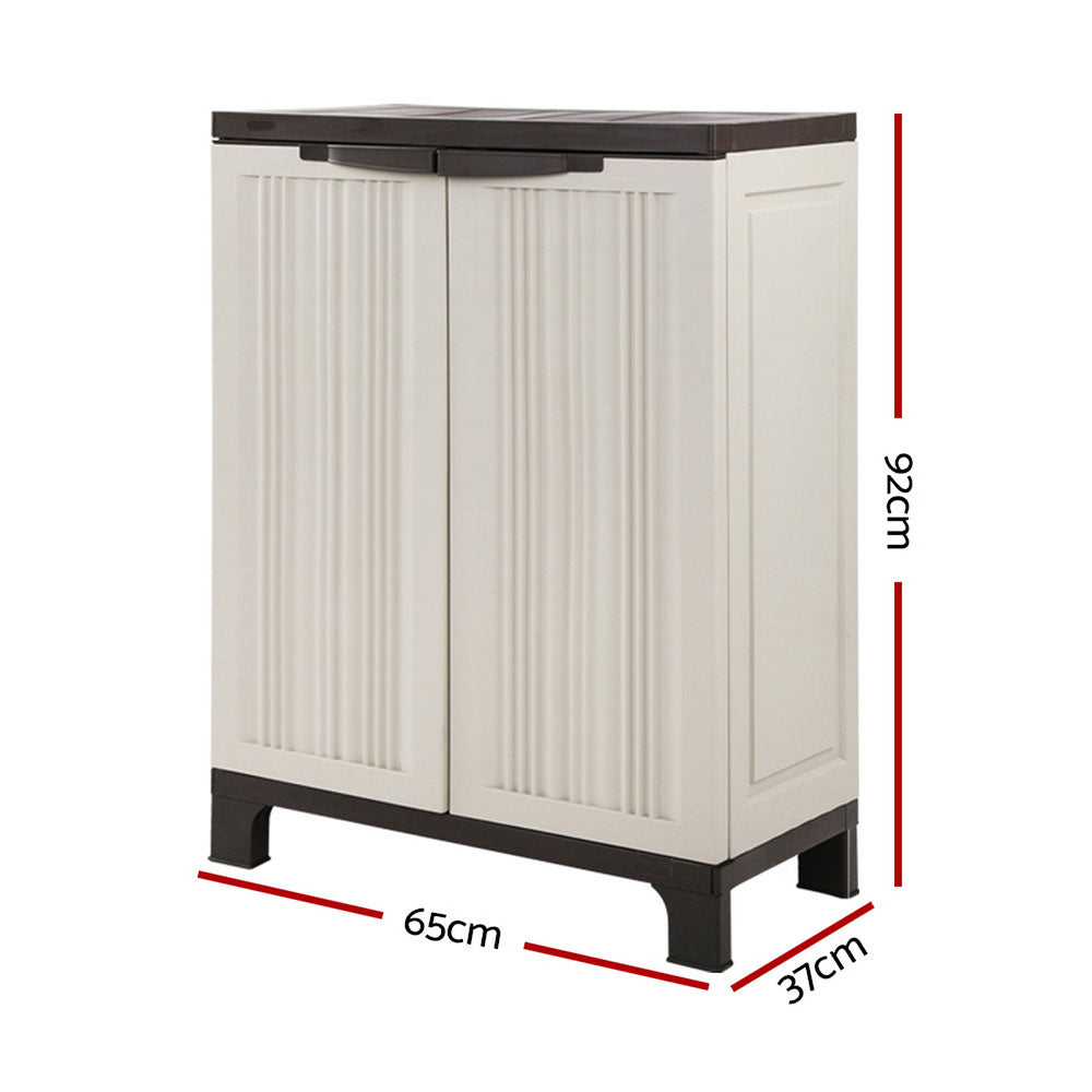 Outdoor Lockable Storage Cabinet 92cm Adjustable Shelf Beige