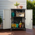 Outdoor Lockable Storage Cabinet 92cm Adjustable Shelf Beige