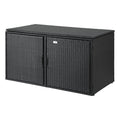 Outdoor Wicker Storage Cabinet Box with Shelf and Chest for Garden Tools - Black
