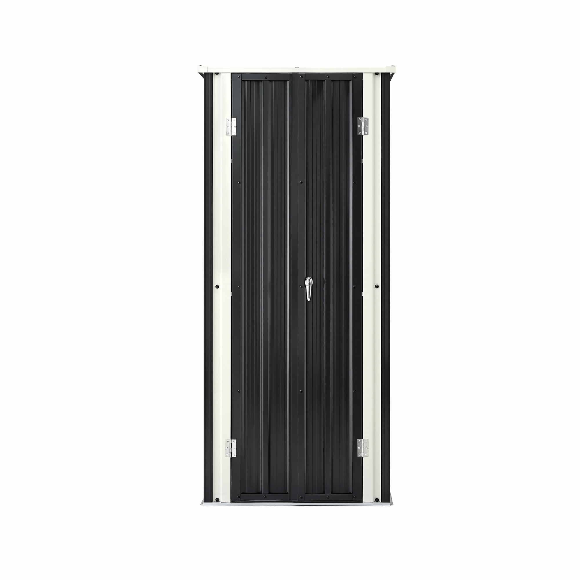 Outdoor Lockable Storage Cabinet with Adjustable Shelves Steel Garden Shed - Black