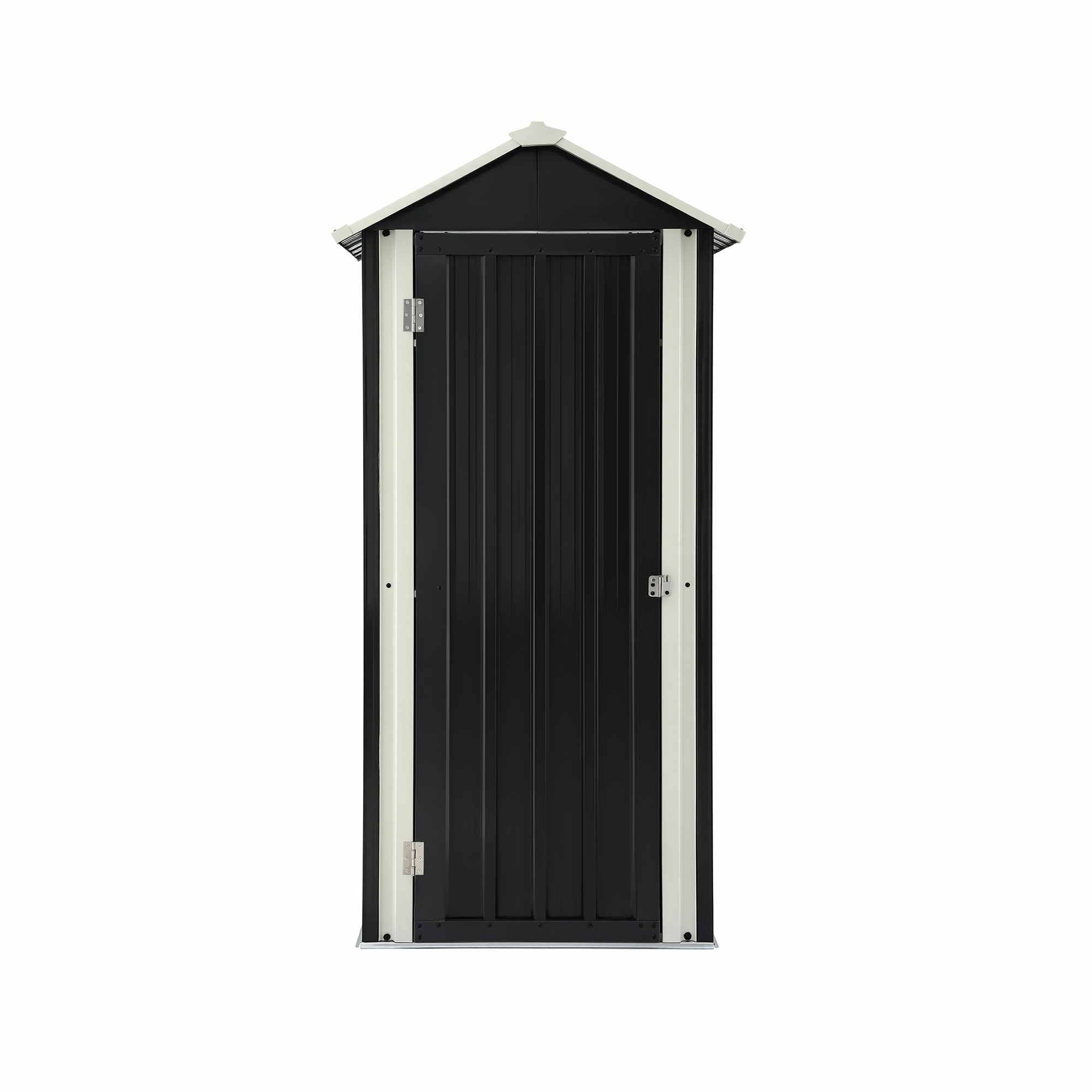Outdoor Lockable Steel Storage Cabinet with Adjustable Shelves Garden Shed - Black