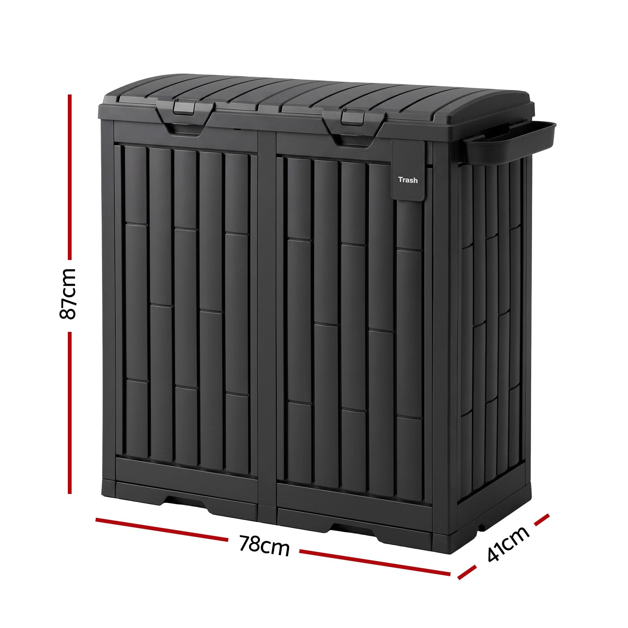 Outdoor Trash Cans Dual Compartment Trash Can 220L Black
