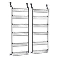 2x Over Door Storage Pantry Organiser 6-Tier Metal Hanger Hook Black