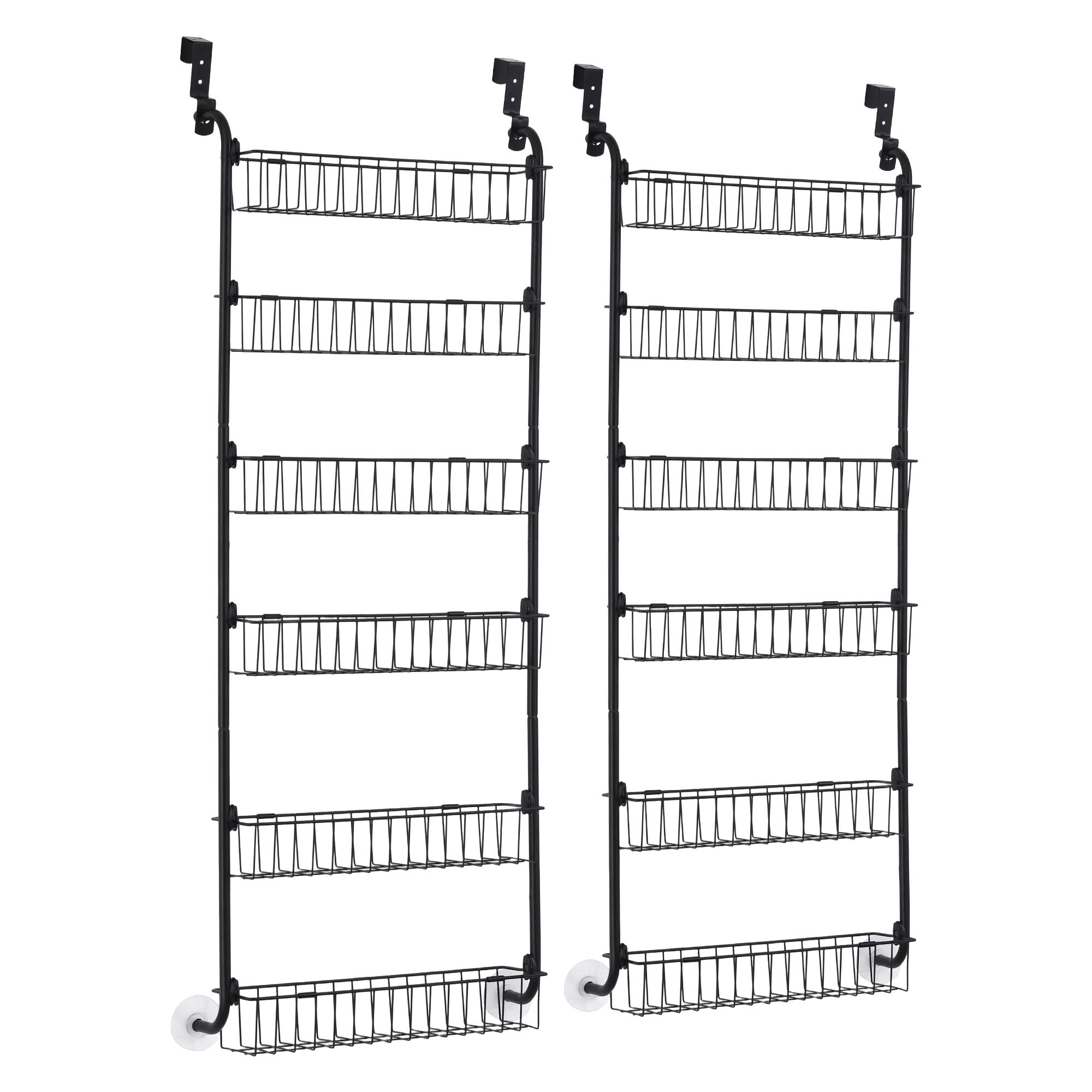 2x Over Door Storage Pantry Organiser 6-Tier Metal Hanger Hook Black