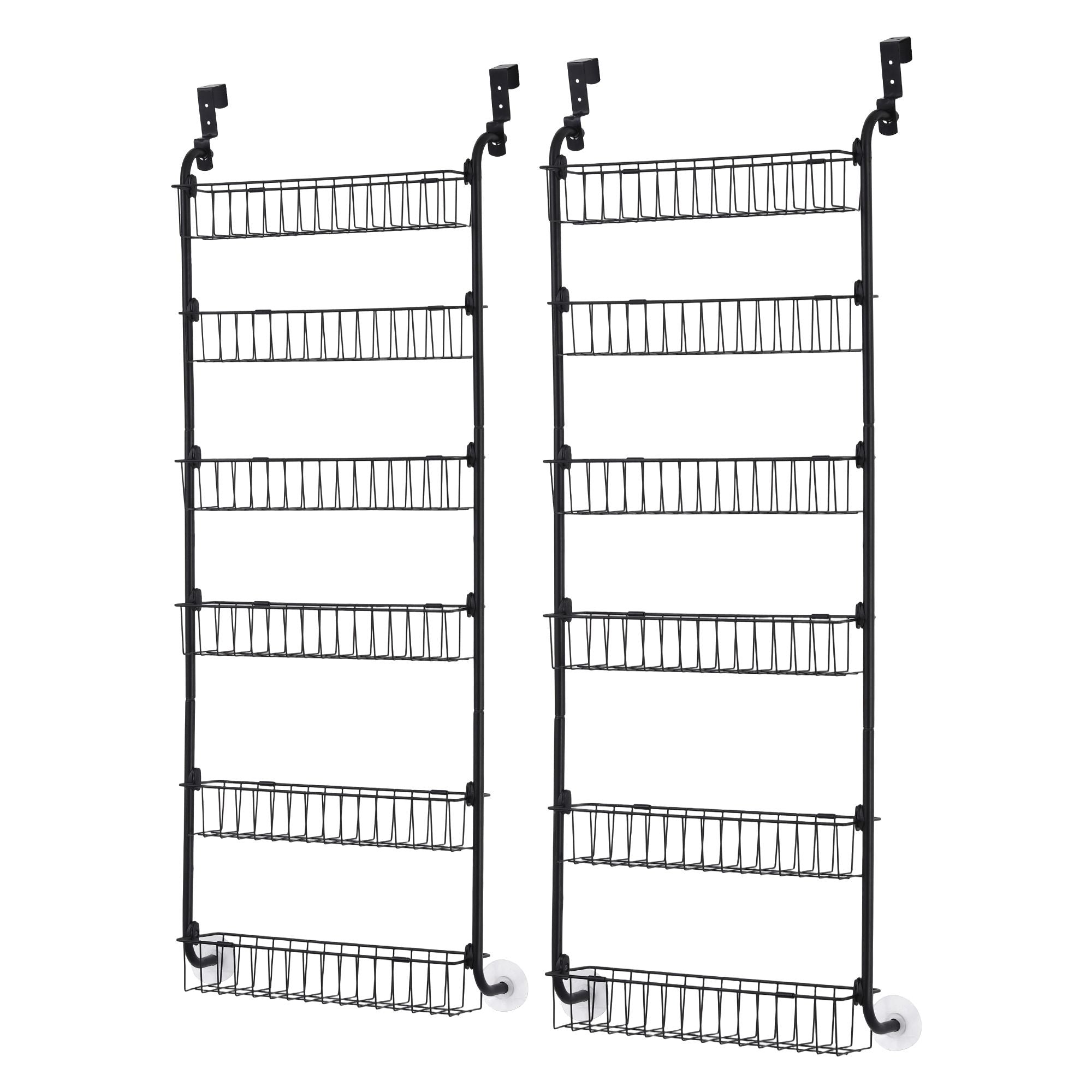 2x Over Door Storage Pantry Organiser 6-Tier Metal Hanger Hook Black