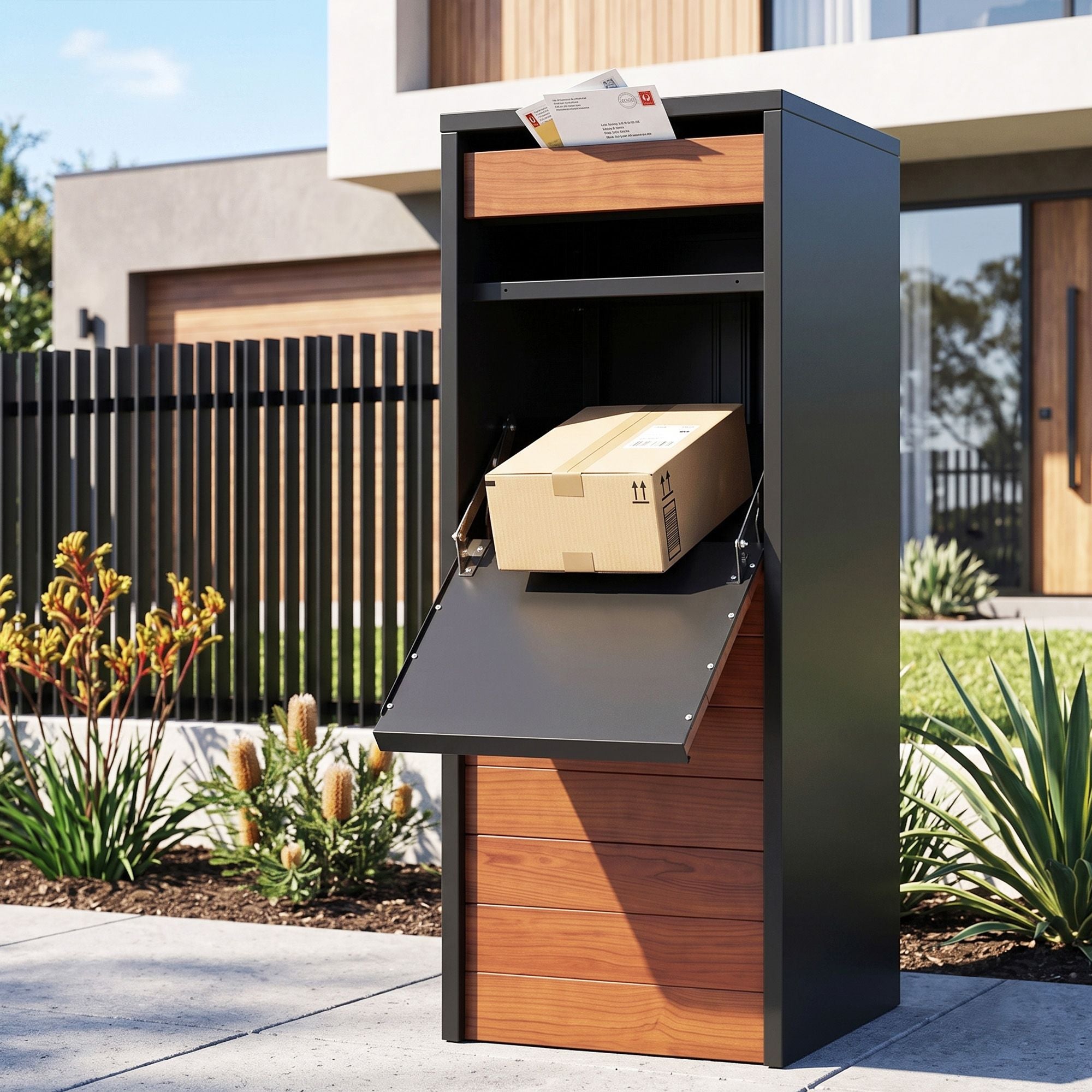 Parcel Letterbox Drop Box Package Slot MailBox Walnut