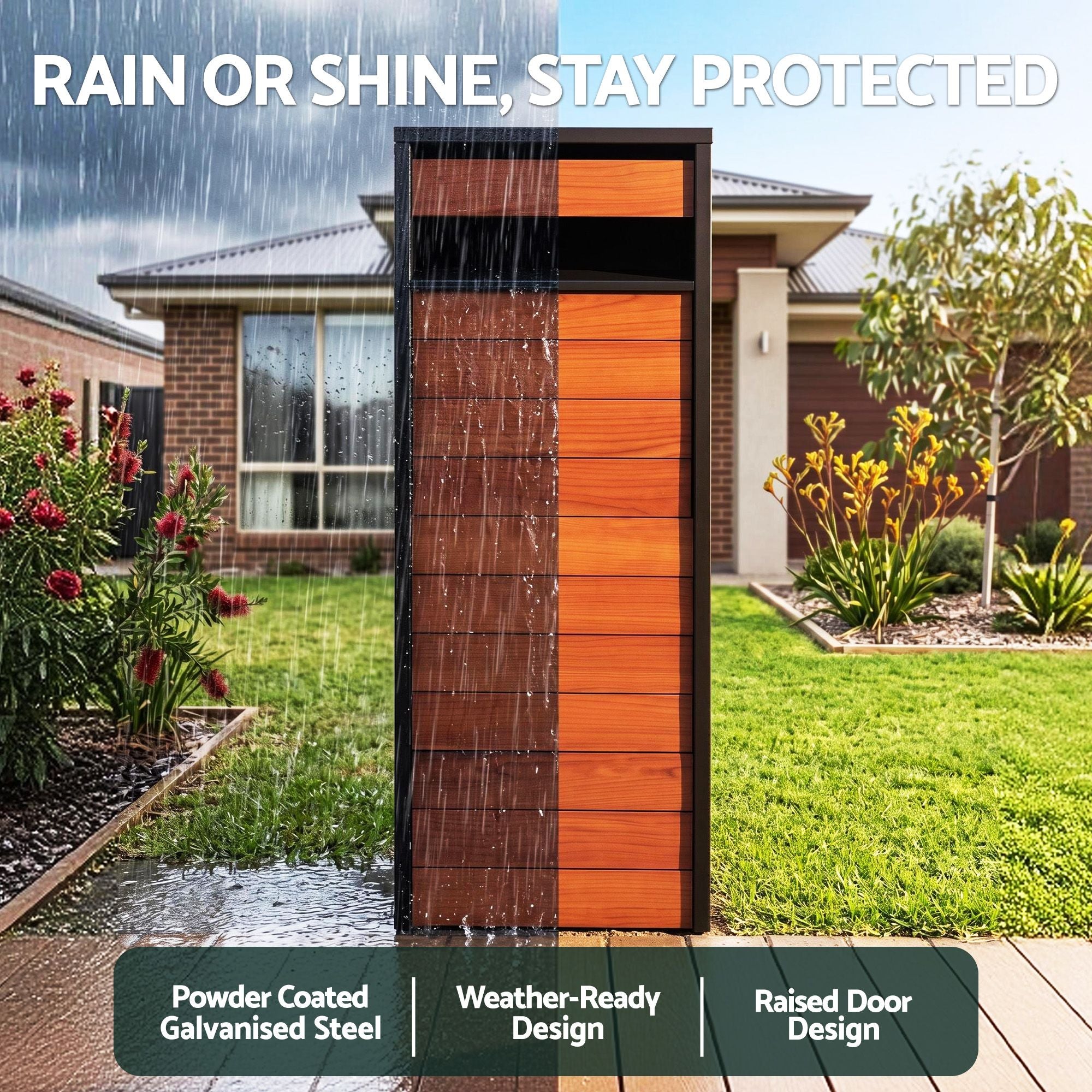 Parcel Letterbox Drop Box Package Slot MailBox Walnut
