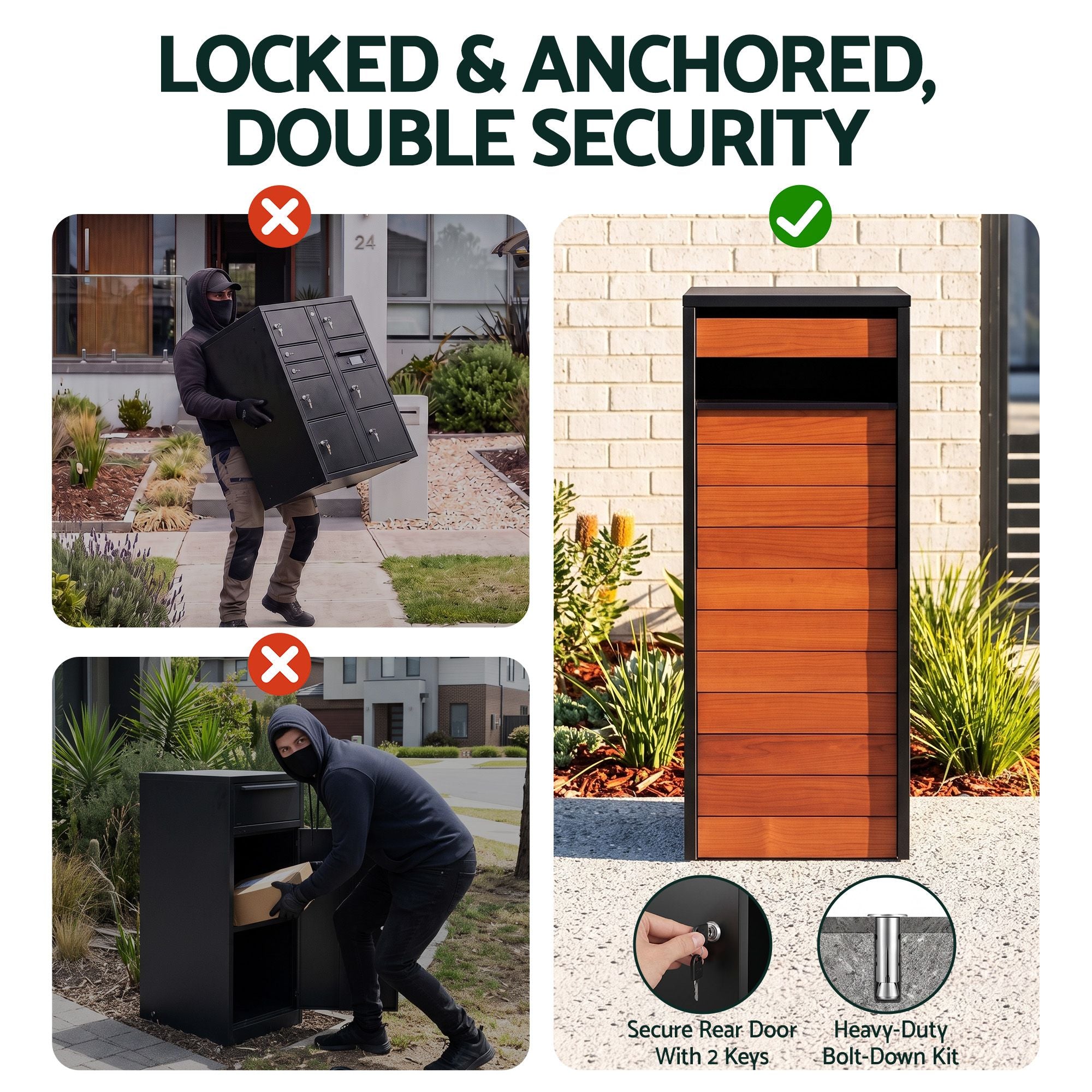 Parcel Letterbox Drop Box Package Slot MailBox Walnut
