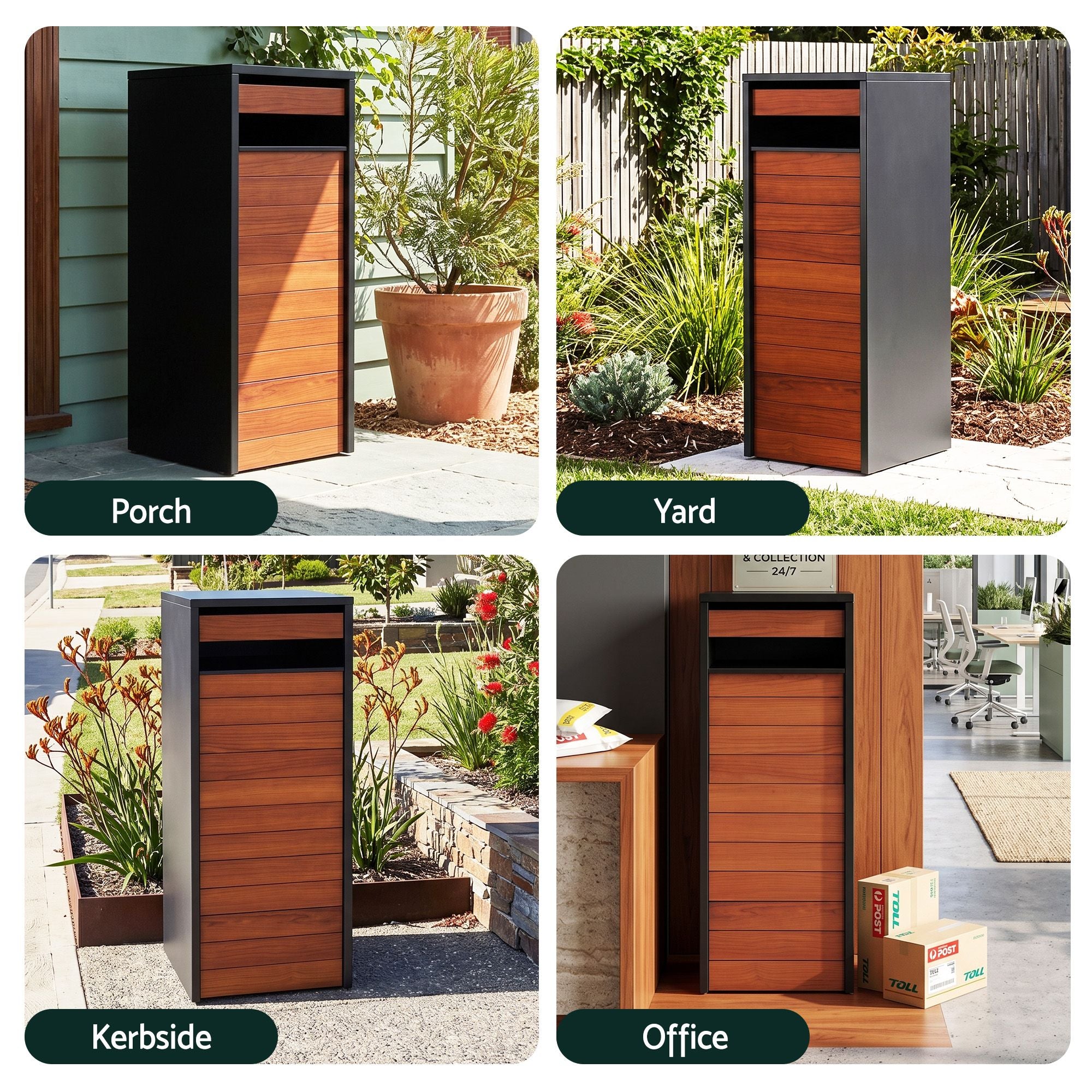Parcel Letterbox Drop Box Package Slot MailBox Walnut