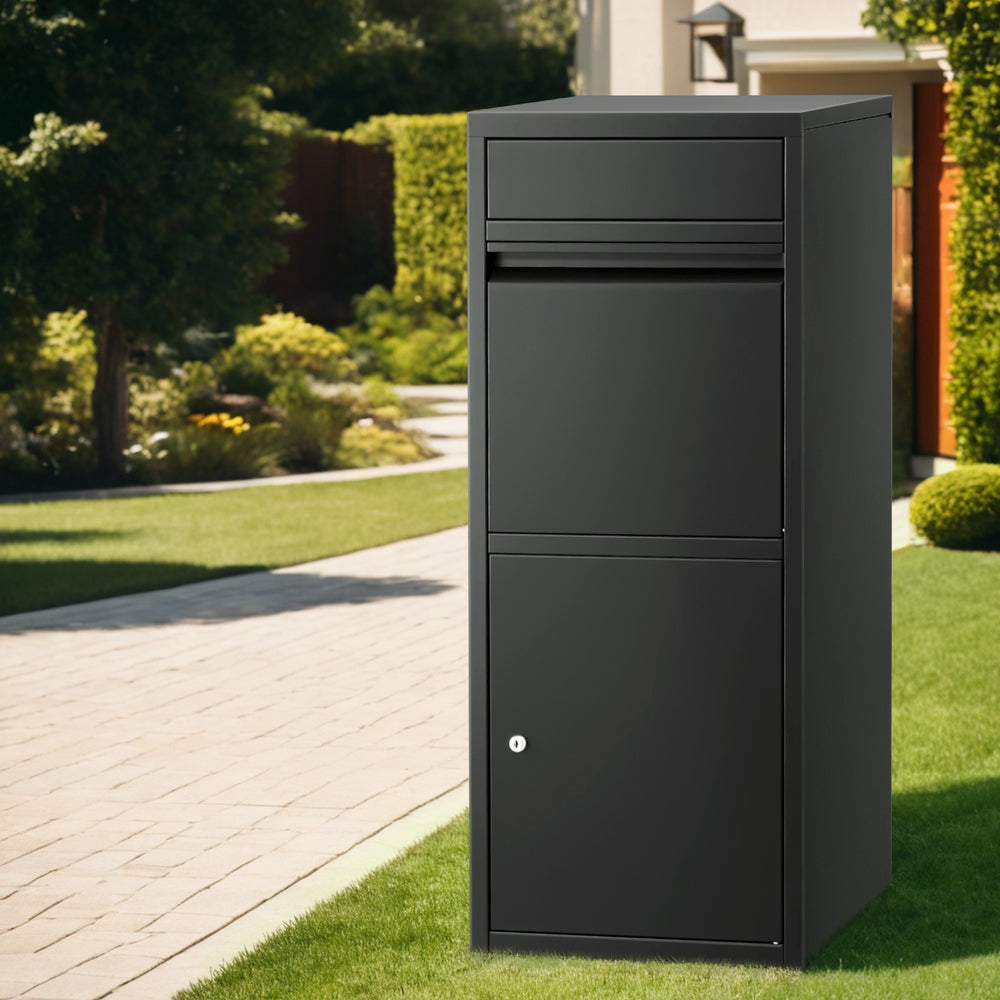 Parcel Letterbox Drop Box Mailbox with Lock and Cushion - Black
