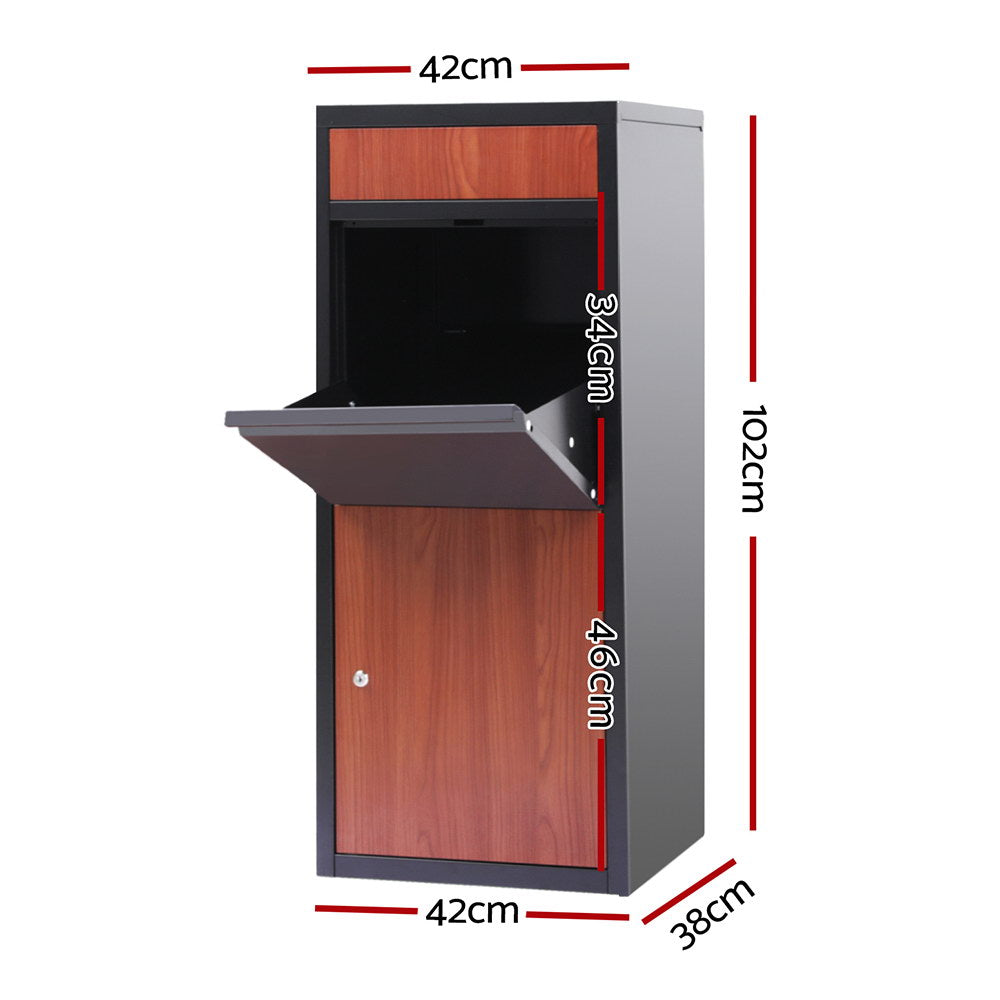 Freestanding Parcel Drop Box with 2-Slot Letterbox Design - Black