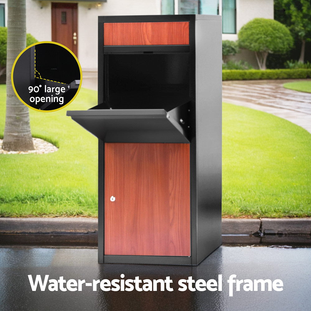Freestanding Parcel Drop Box with 2-Slot Letterbox Design - Black
