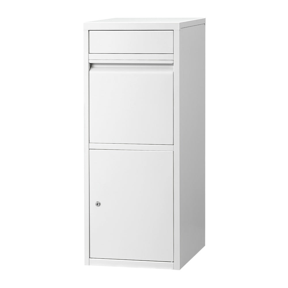 Parcel Letterbox Drop Box with Lock and 2 Slots for Mail & Parcels - White